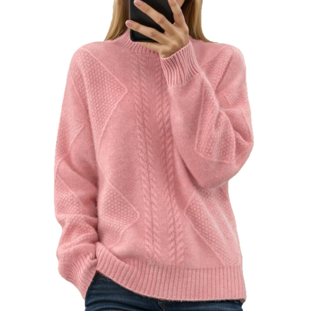 Damen nan strukturierter Oversize-Strickpullover mit Stehkragen und Rippbündchen Echo Archiv