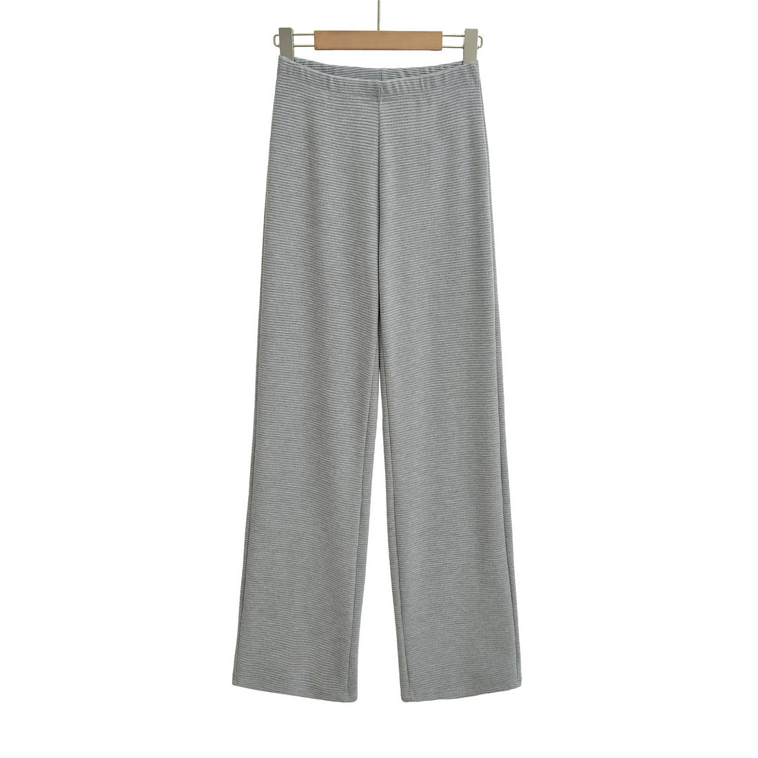 Damen Weite Strickhose mit Waffelstruktur und hohem Bund Echoarchiv
