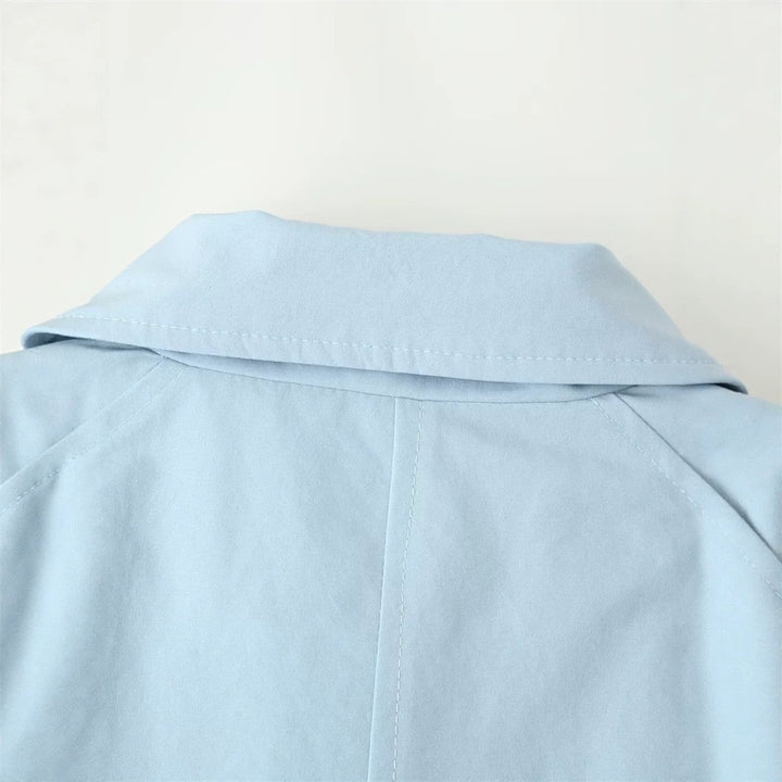 Damen langer taillierter Trenchcoat mit Bindegürtel und Hemdkragen Echo Archiv