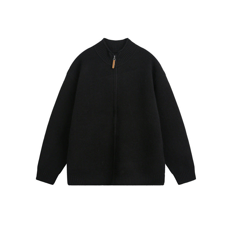 Unisex Strick-Zipjacke mit hohem Rippkragen und Oversize‑Schnitt Echoarchiv