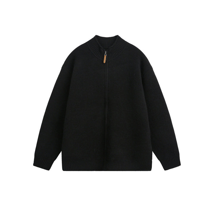 Unisex Strick-Zipjacke mit hohem Rippkragen und Oversize‑Schnitt Echoarchiv
