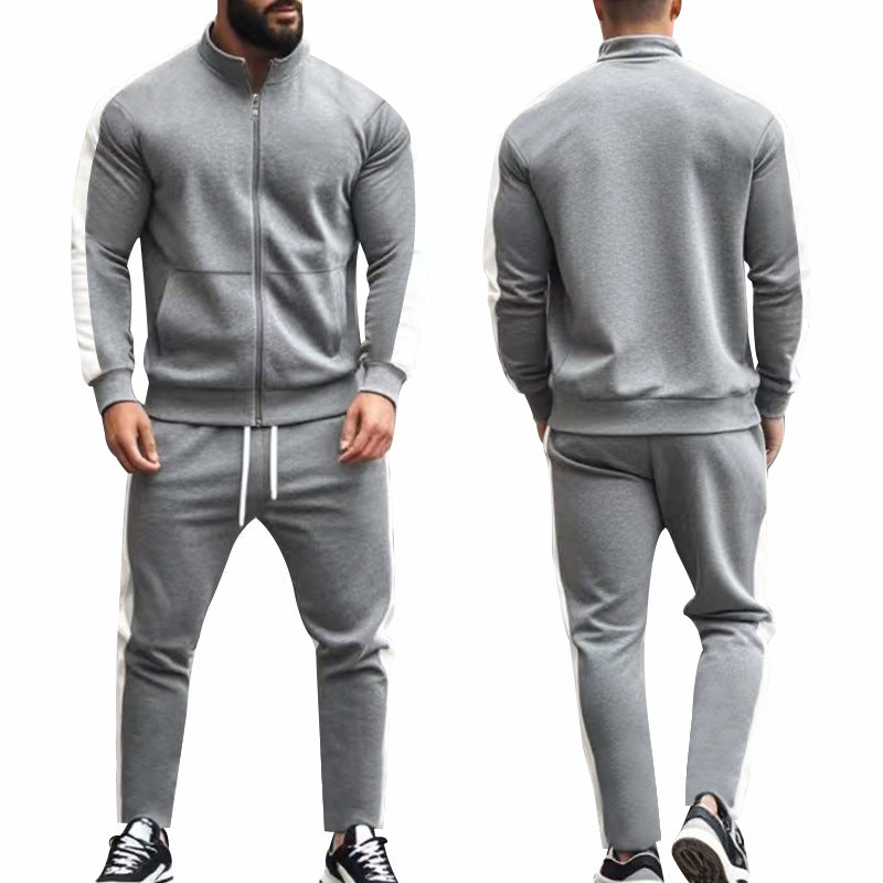 Herren sportliches Trainingsanzug mit weichem Fleece und Kontraststreifen Echoarchiv