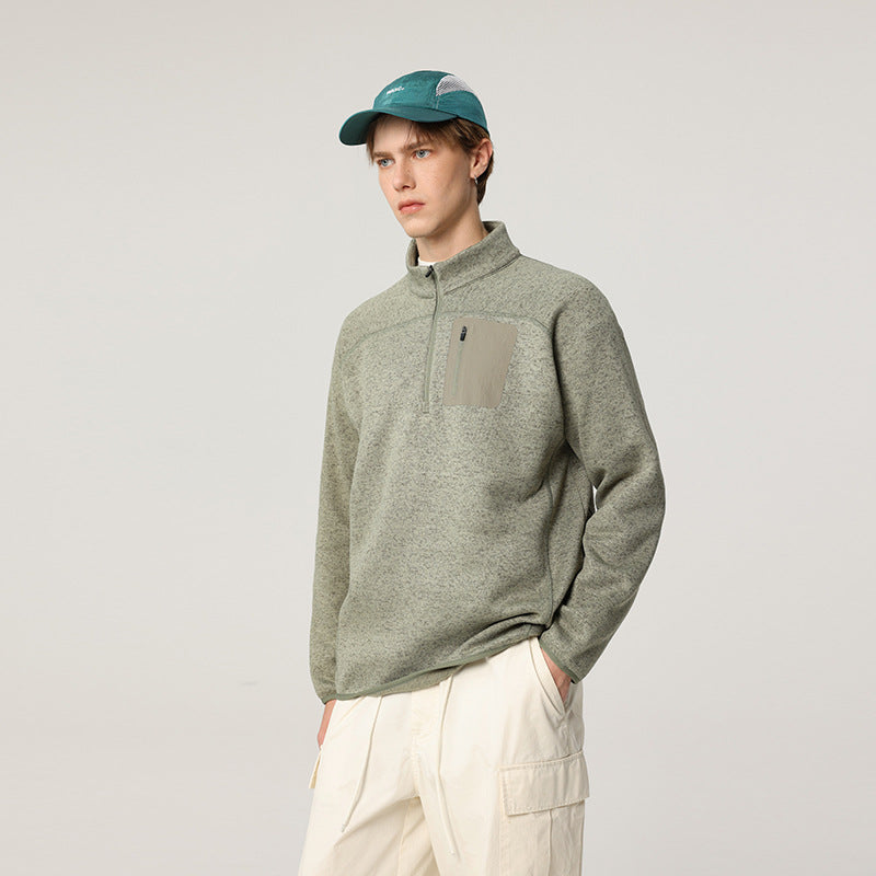 Herren Halbzip-Fleecepullover mit Brustreißverschlusstasche und Stehkragen Echo Archiv