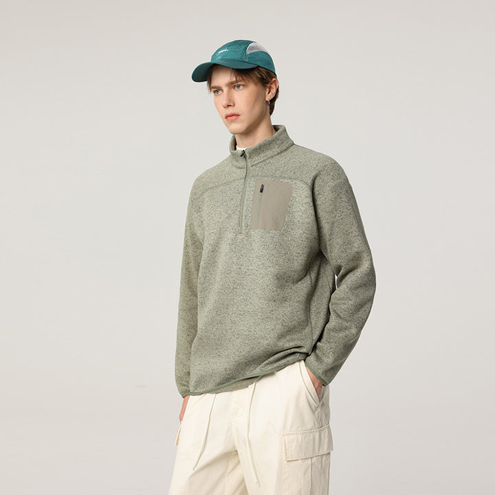 Herren Halbzip-Fleecepullover mit Brustreißverschlusstasche und Stehkragen Echo Archiv