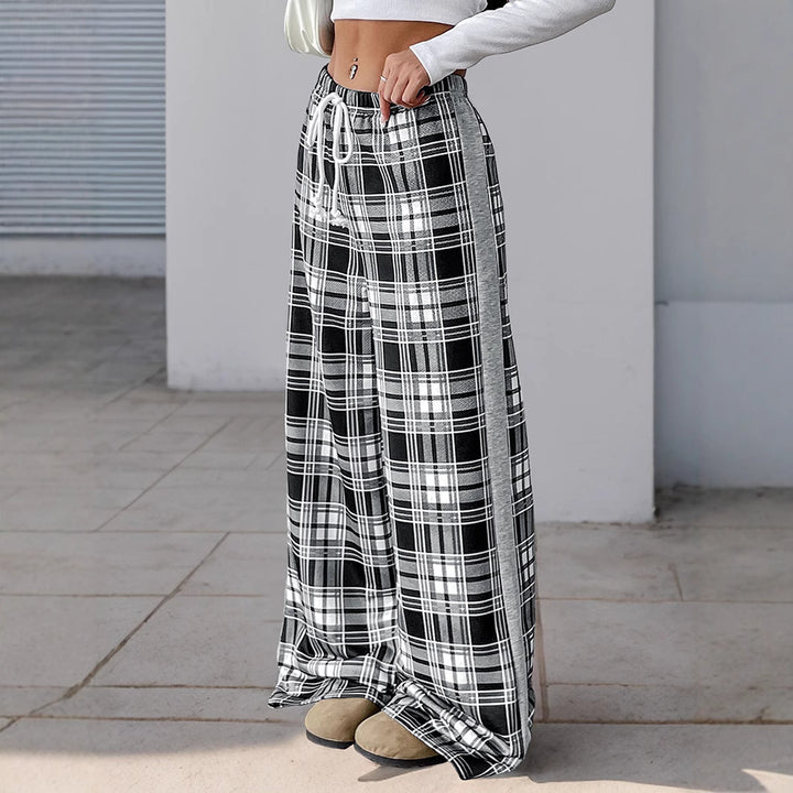 Damen Lässige Karierte Palazzo-Hose Echo Archiv