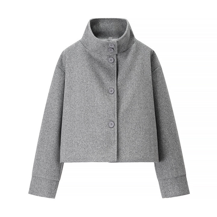 Damen nan cropped Wollmix-Jacke mit hohem Stehkragen, kastiger Passform und verdeckter Knopfleiste Echo Archiv