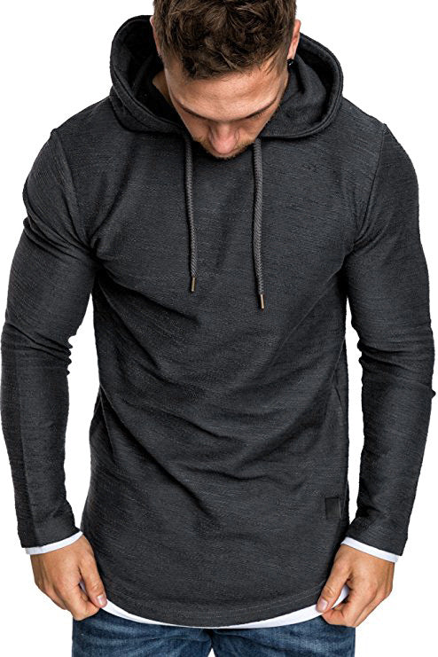 Herren Langarm Kapuzenpullover mit sportlichem Schnitt und feiner Struktur Echoarchiv