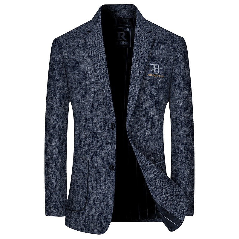 Herren Modernes Einreihiges City-Blazer mit aufgesetzten Taschen und leichter Halbfütterung – Tianoro