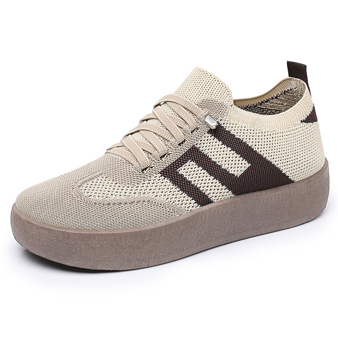 Damen nan gestrickter Slip-On Plateau-Sneaker mit elastischem Sockenschaft, dekorativer Zierstreifen und dämpfender EVA-Leichtsohle Echo Archiv