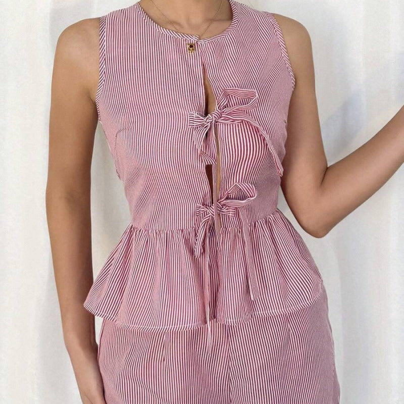 Damen Sommerliches Zweiteiliges Set mit Rüschendetails und verziertem Oberteil Echo Archiv