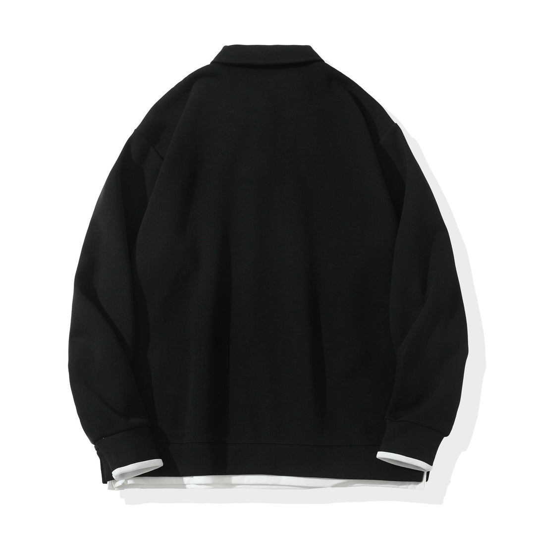 Unisex Oversize-Poloshirt-Sweatshirt mit Halbknopfleiste und Layering-Effekt Echoarchiv