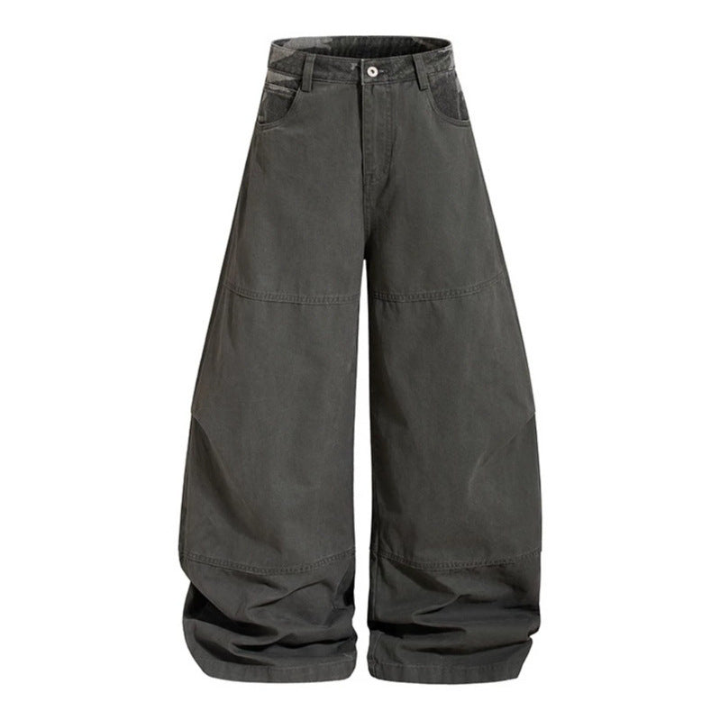Damen weite Palazzohose aus Baumwolle mit Camouflage-Bund und Utility-Nähten Echoarchiv