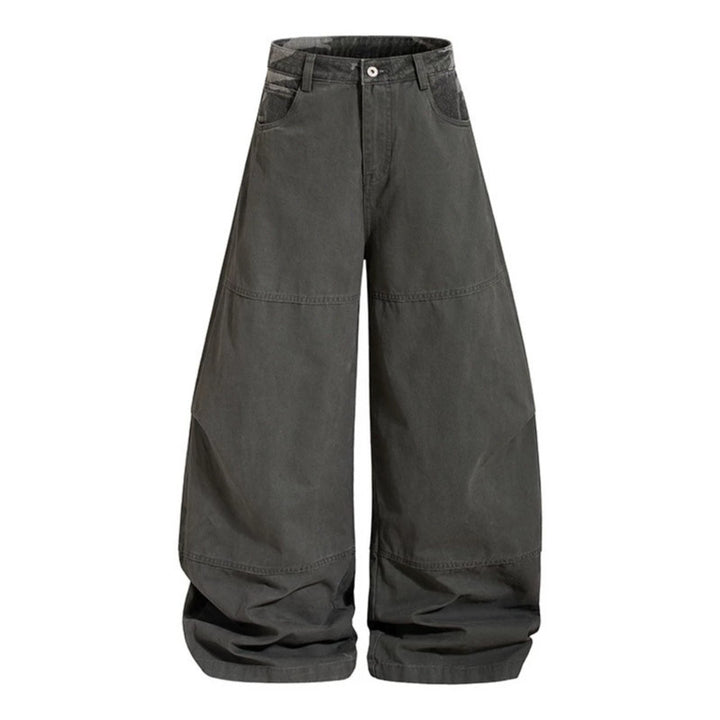 Damen weite Palazzohose aus Baumwolle mit Camouflage-Bund und Utility-Nähten Echoarchiv