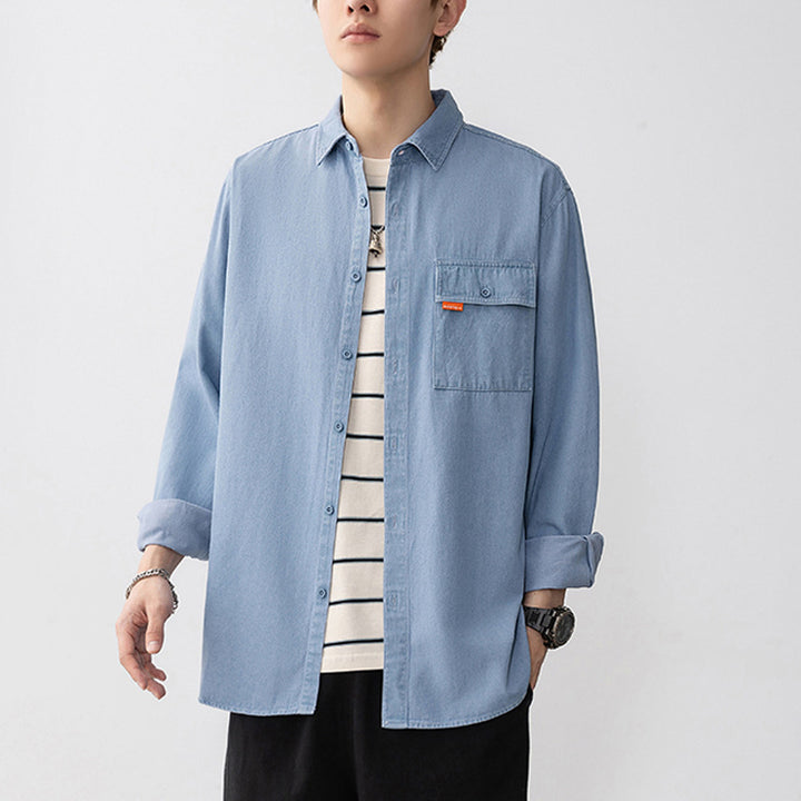 Herren Denim Overshirt mit aufgesetzter Brusttasche Echoarchiv