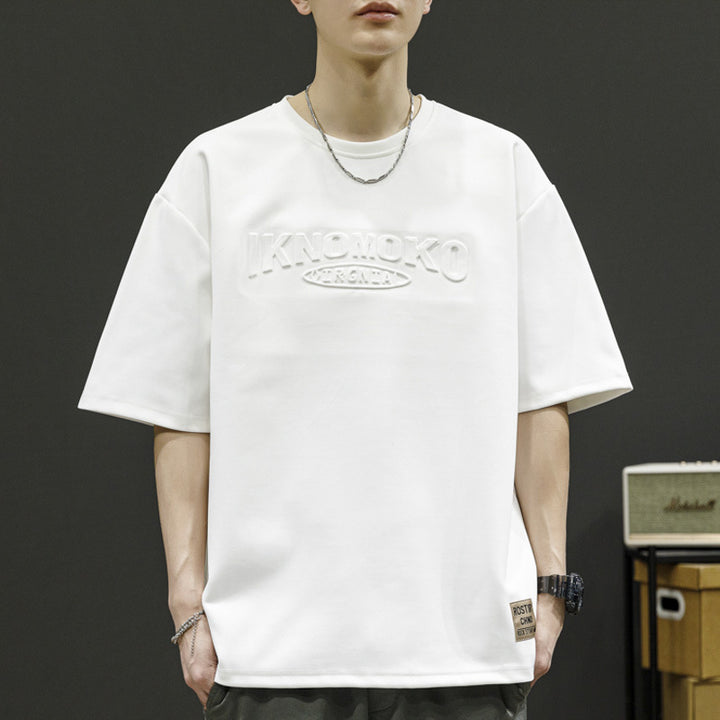 Herren Oversized T-Shirt mit strukturiertem Logodesign Echoarchiv