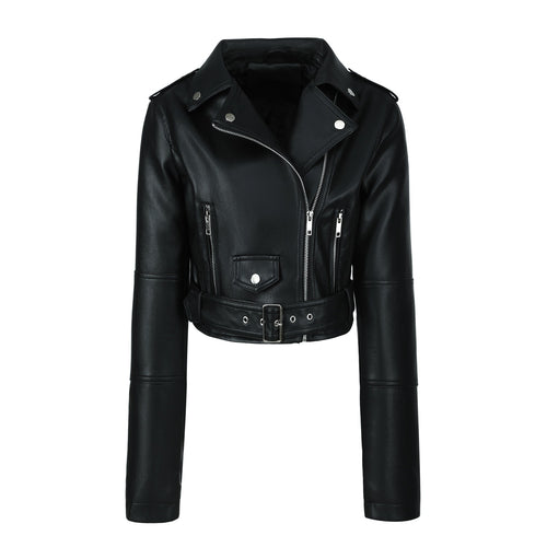 Damen Modische Bikerjacke mit Gürtel Echo Archiv