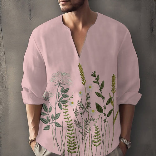 Herren lässiges Hemd mit kunstvollem Blumenmuster Echoarchiv
