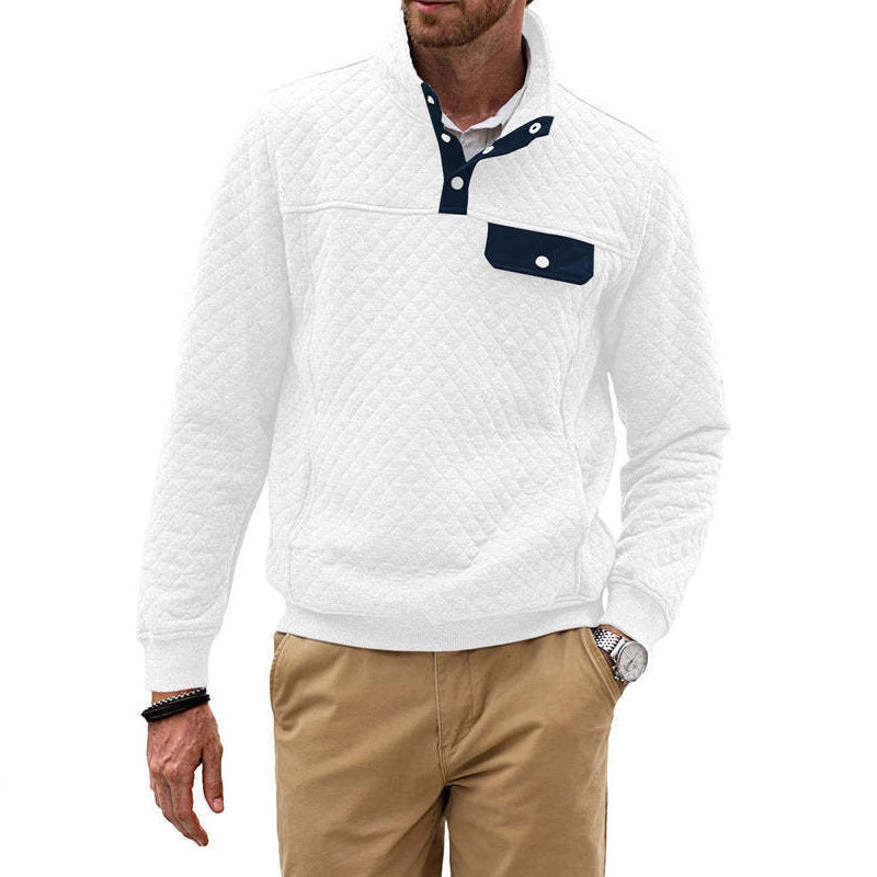 Herren Stepp-Pullover mit modernem Kragen und Brusttasche Echoarchiv