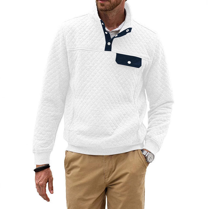 Herren Stepp-Pullover mit modernem Kragen und Brusttasche Echoarchiv