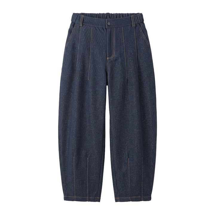Damen Hochtaillierte Relaxed-Jeanshose mit Bundfalten, Teilungsnähten und elastischem Rückbund Echoarchiv