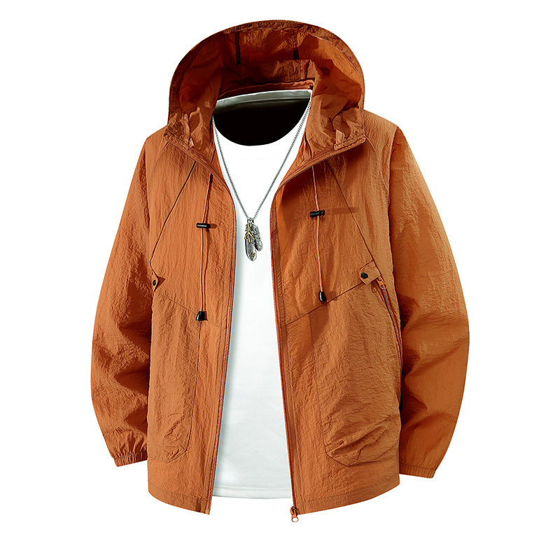 Herren Leichte Wanderjacke mit verstellbarer Kapuze
