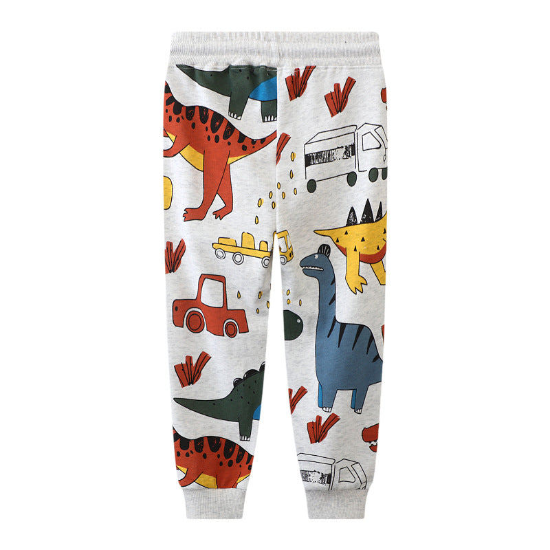 Jungen Jogginghose mit buntem Dinosaurier- und Fahrzeug-Design Echo Archiv