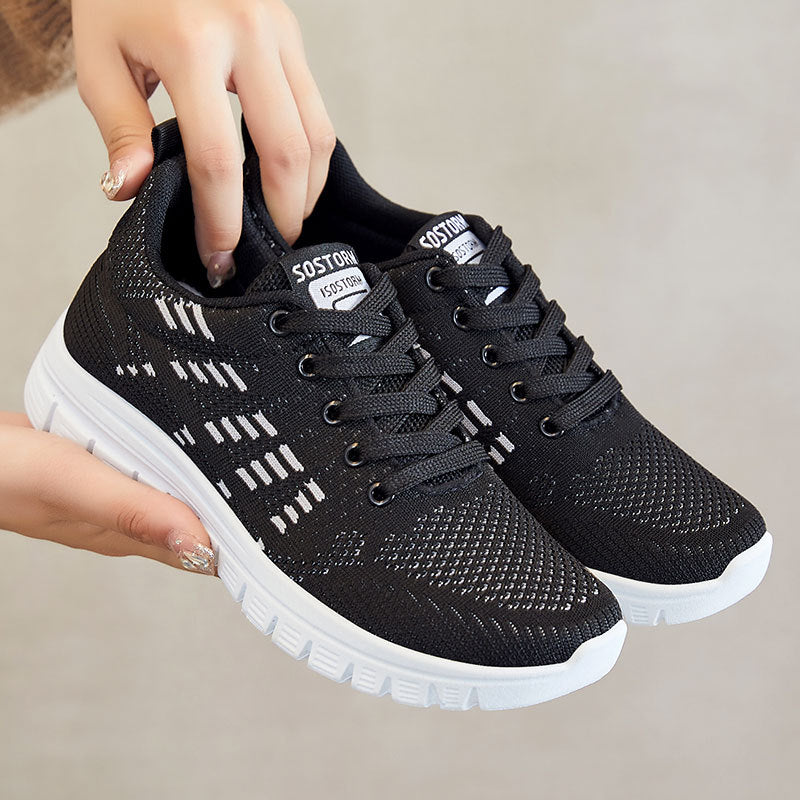 Damen nan flexible Strick-Fit-Sneaker mit elastischem Sockenschuh, dämpfender Waben-EVA-Zwischensohle und Zuglasche Echo Archiv