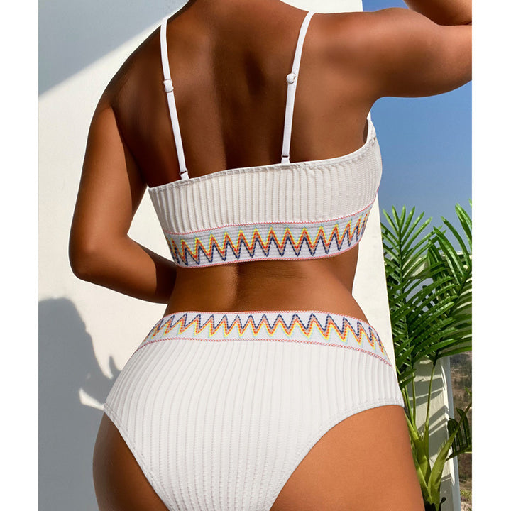 Damen Hochtailliertes Bikini-Set mit gestreiftem Oberteil Echo Archiv