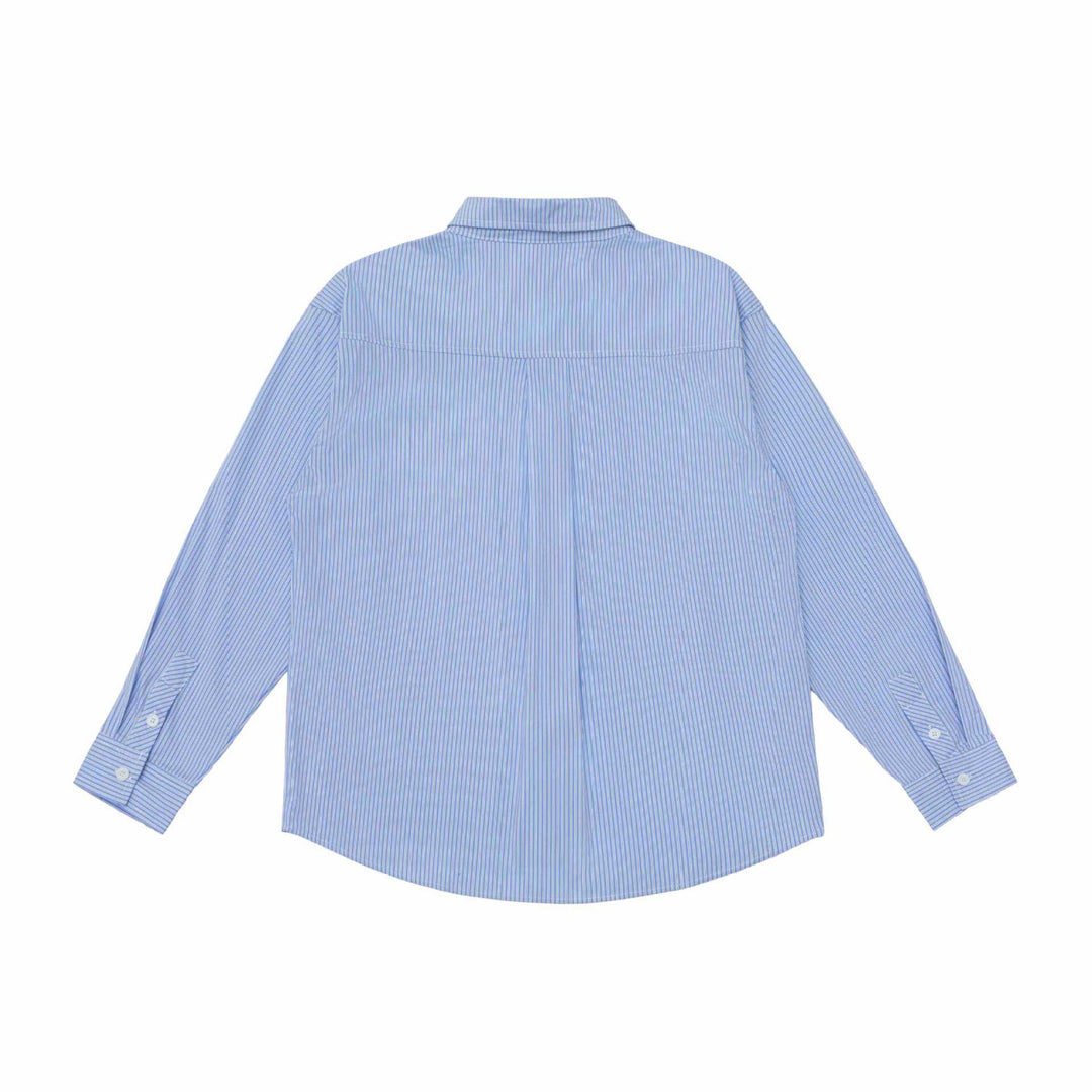 Unisex Oversize Streifenhemd mit Stickdetail und Kentkragen Echoarchiv