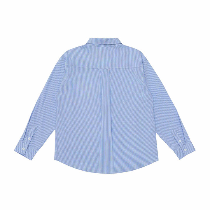 Unisex Oversize Streifenhemd mit Stickdetail und Kentkragen Echoarchiv