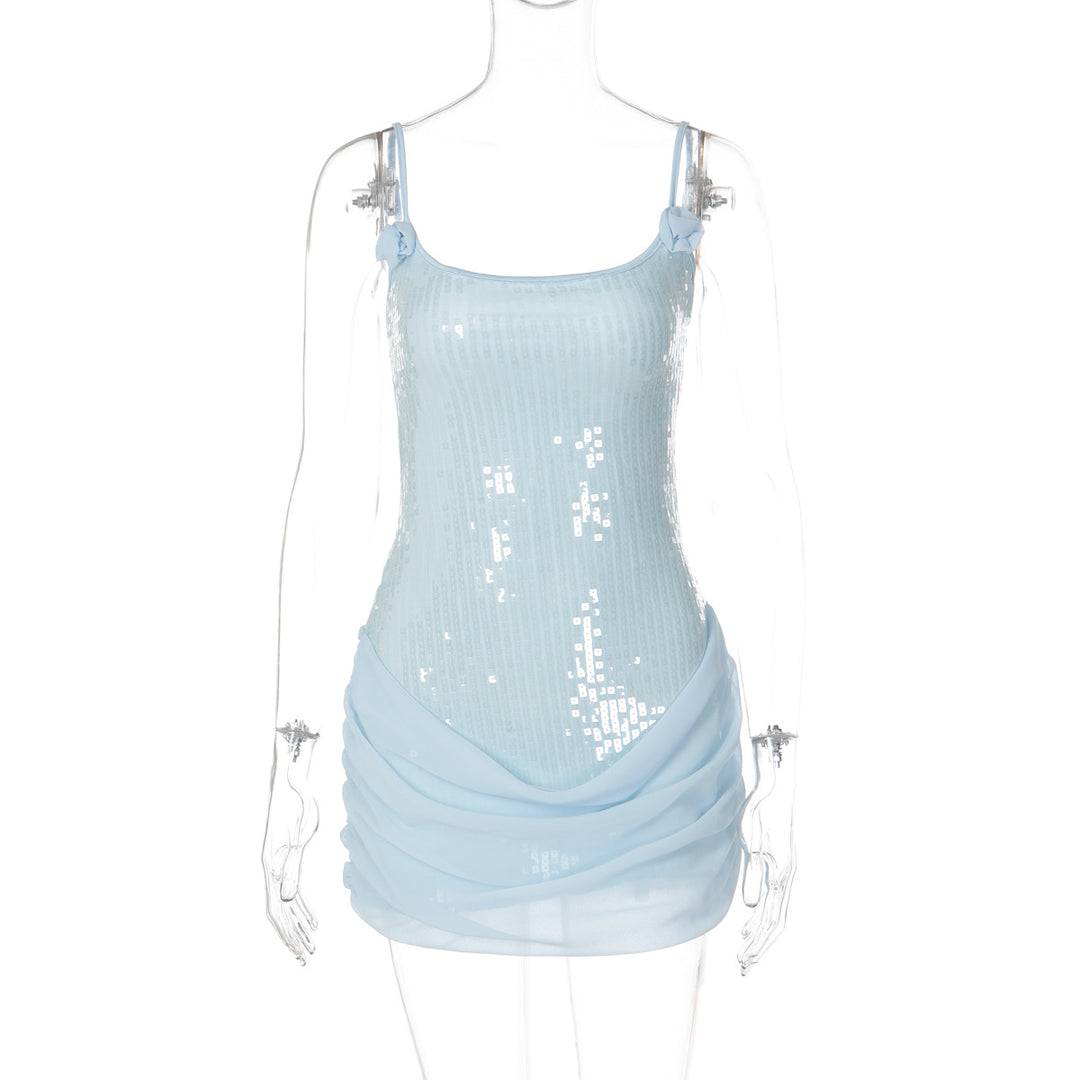 Damen Elegantes Minikleid mit Pailletten und Raffungen Echo Archiv