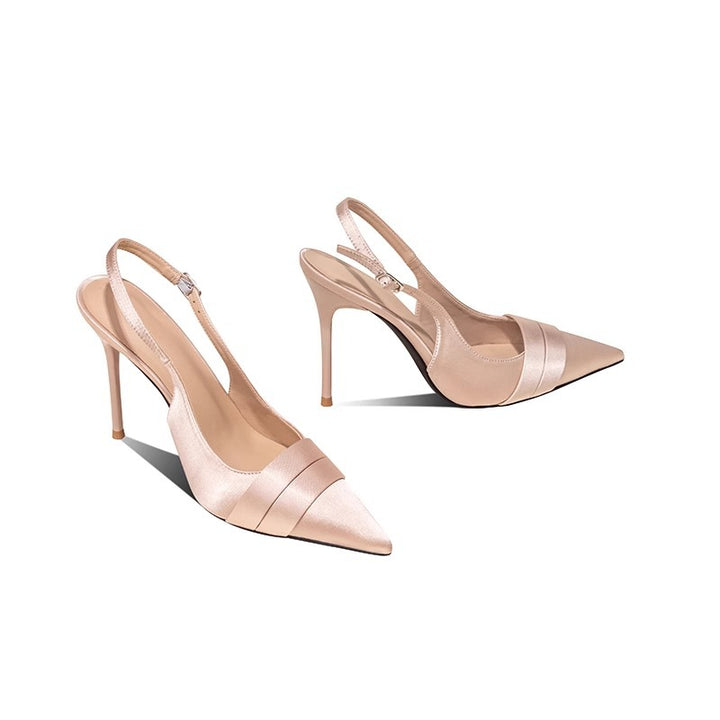 Damen Elegante Slingback‑Pumps mit spitzer Zehenpartie, Leder‑Velours‑Mix und feinem Fesselriemen – Lioré