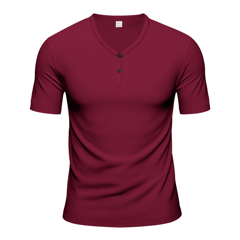 Herren Kurzarm Henley-T-Shirt mit atmungsaktiver Struktur Echoarchiv