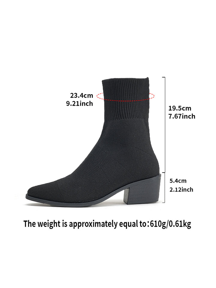 Damen Strick-Stiefelette mit sockenhaftem Schaft und mittelhohem Blockabsatz Echoarchiv