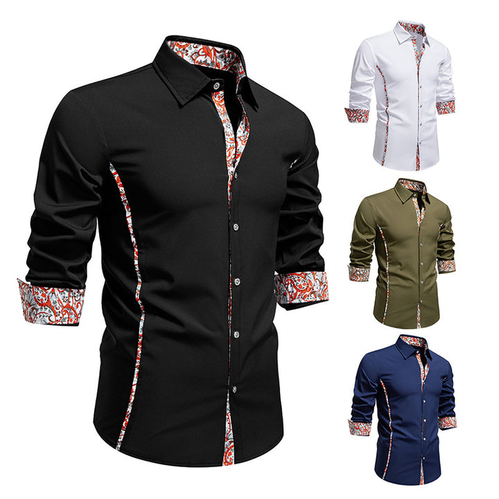 Herren Langarmhemd mit floralem Design und modernem Schnitt Echoarchiv