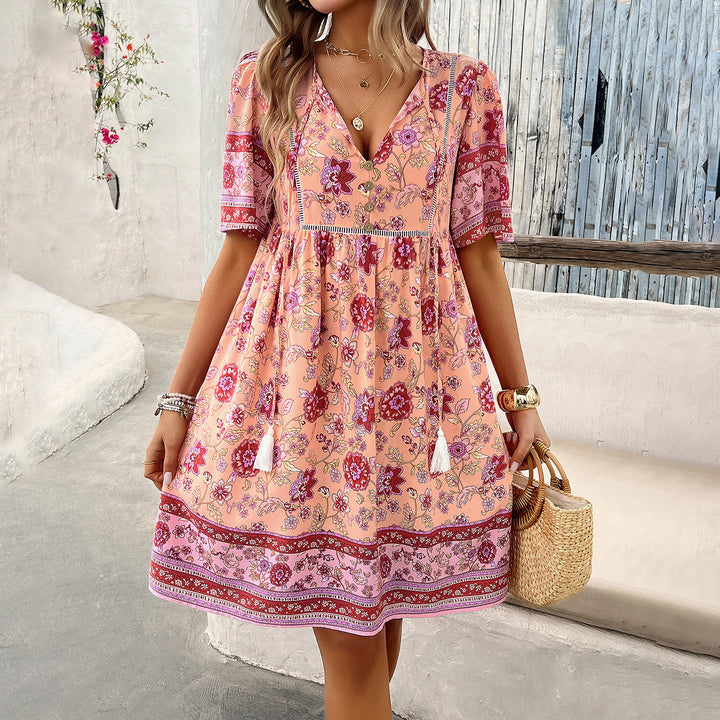 Damen Retro-Chic Kleid mit Blumenmuster und fließendem Rock Echo Archiv