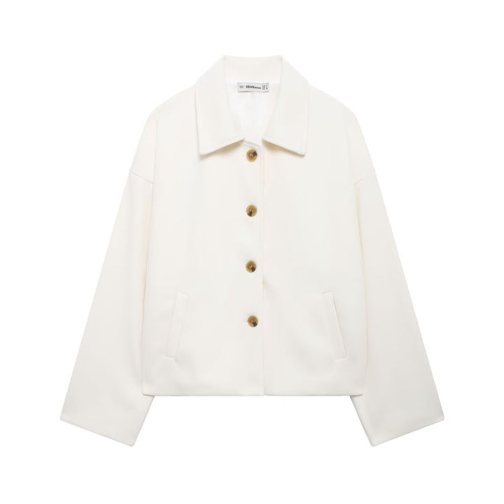 Damen nan kurze kastige Wolljacke mit Hemdkragen, durchgehender Knopfleiste und eingesetzten Eingrifftaschen Echo Archiv