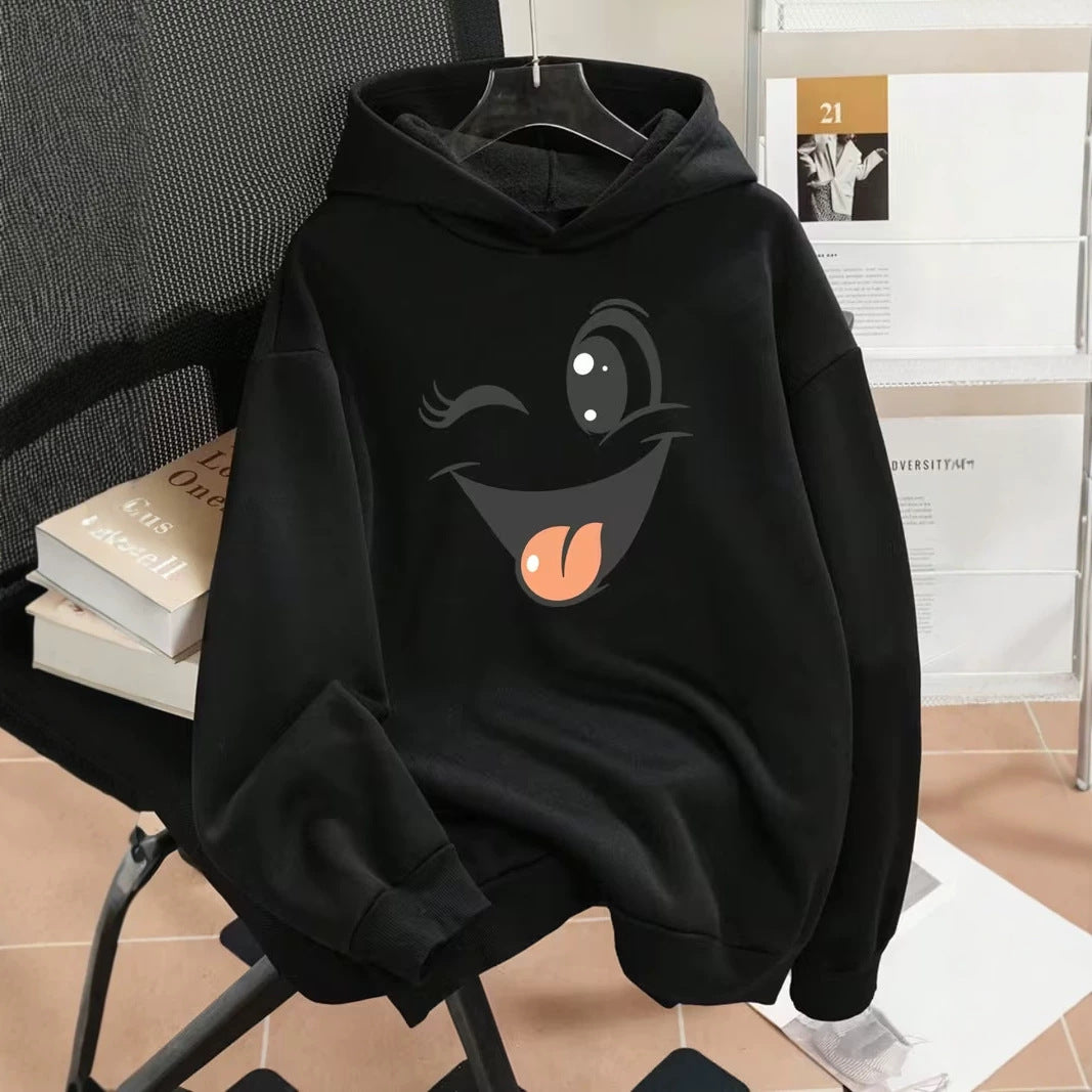 Damen Lustiger Kapuzenpullover mit einzigartigem Emoji-Design Echoarchiv