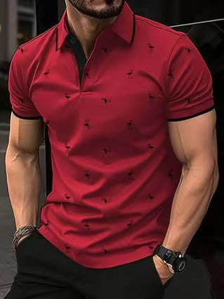Herren hochwertiges Poloshirt mit stilvollem Muster Echoarchiv