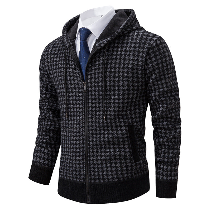 Herren elegante und bequeme Strickjacke mit Kapuze Echoarchiv