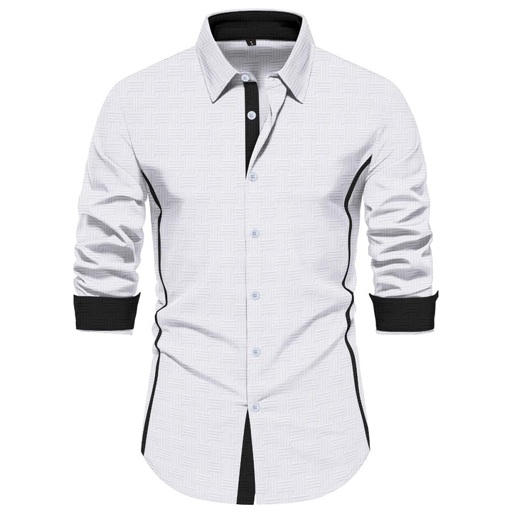 Herren elegantes Langarmhemd mit modernem Strukturdesign Echoarchiv