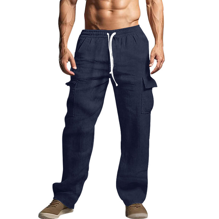 Herren Cord-Cargo-Hose mit elastischem Bund, Kordelzug & aufgesetzten Klappentaschen – Bravaro