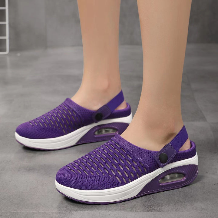 Damen luftgepolsterte Strick-Clogs mit verstellbarem Fersenriemen Echoarchiv