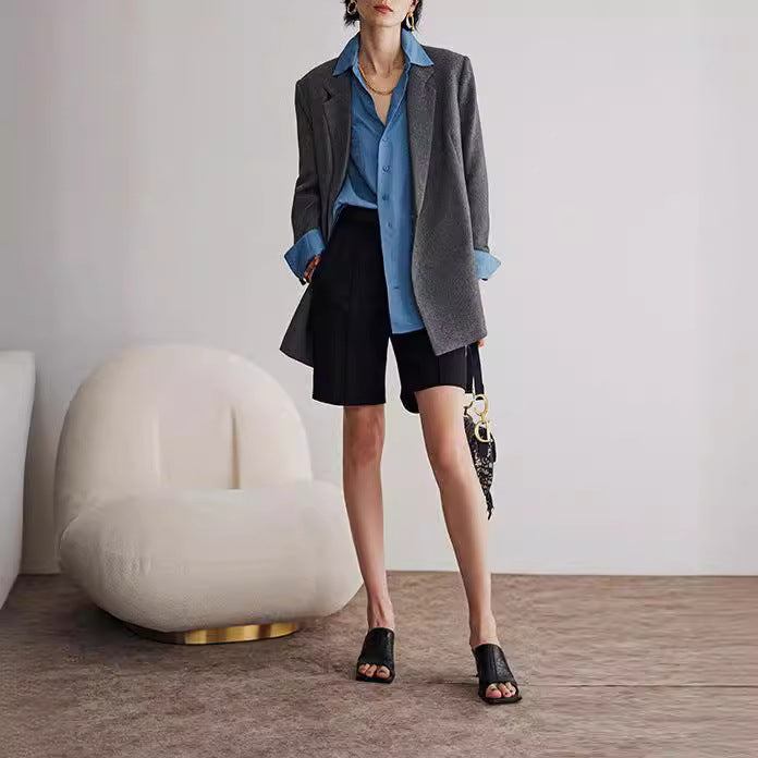 Damen Oversize-Longblazer mit Ein-Knopf‑Verschluss, gerader Silhouette und Leistentaschen Echo Archiv