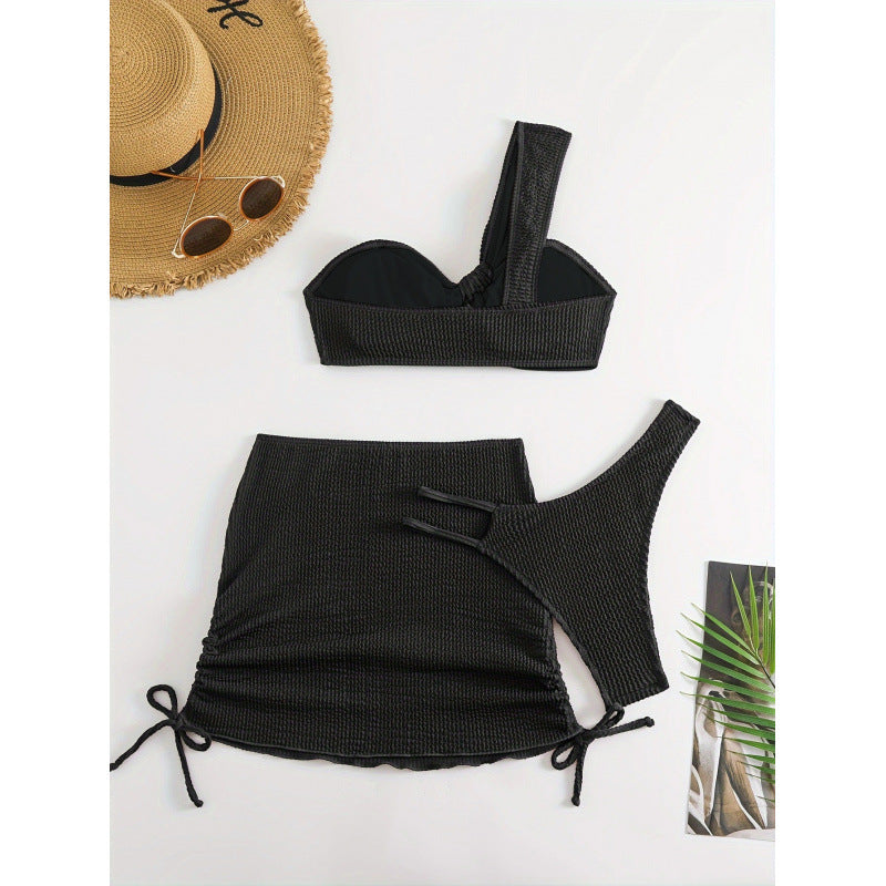 Damen Bikini-Set mit asymmetrischem Oberteil und femininer Rüschendetail Echo Archiv