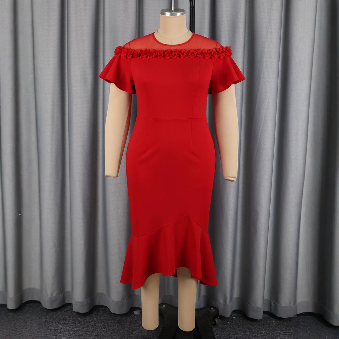 Damen Elegantes Kleid mit floralem Akzent und schwingendem Saum Echo Archiv