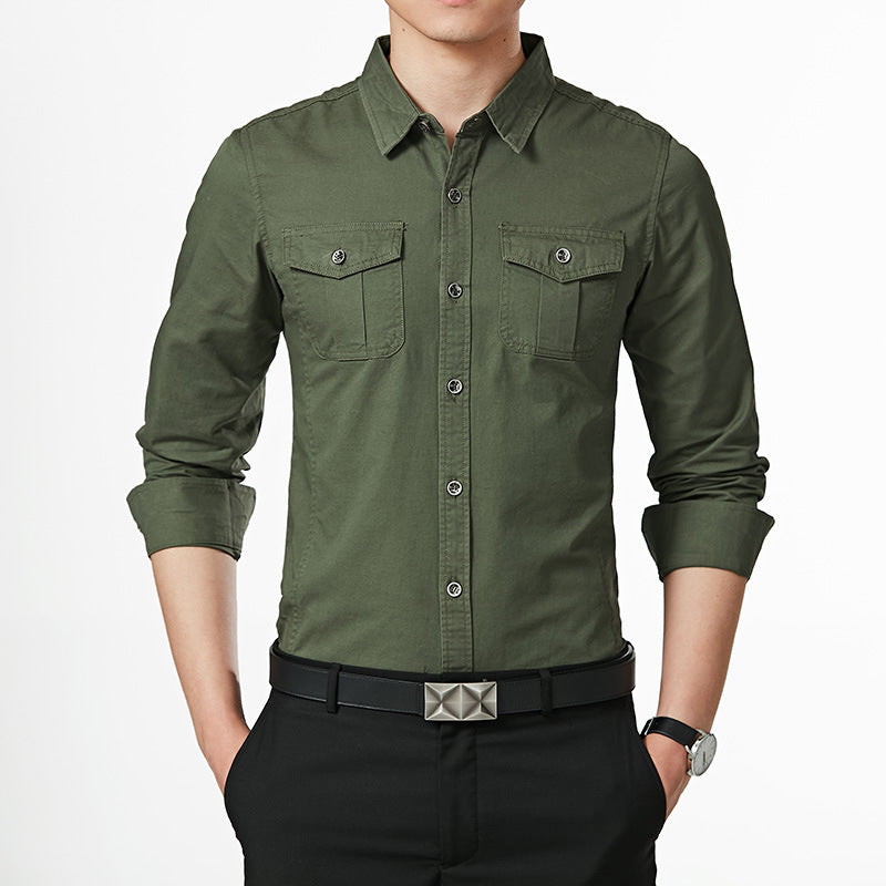 Herren Slim-Fit Hemd im Utility-Stil mit Brustpattentaschen und Kentkragen Echo Archiv