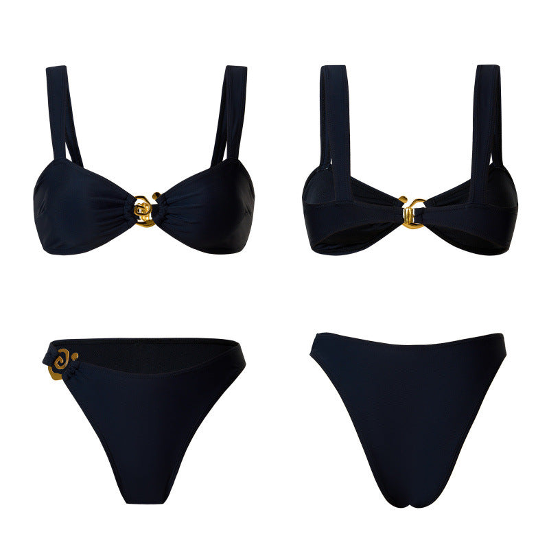 Damen Bikini-Set mit breiten Trägern und modischem Golddetail Echo Archiv