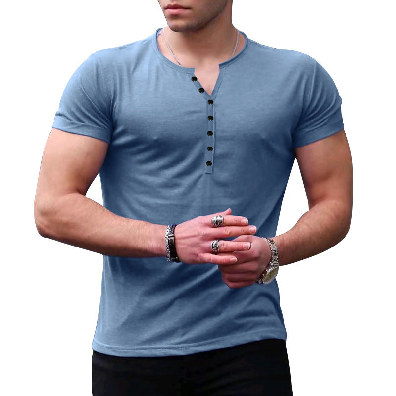 Herren Freizeit Kurzarm Henley T-Shirt Echoarchiv