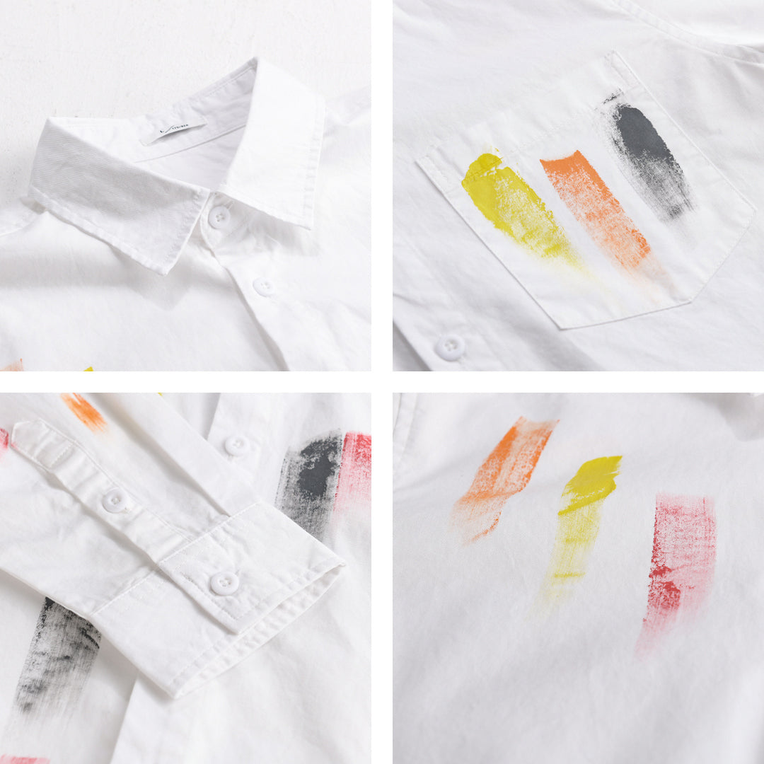 Unisex Bedrucktes Baumwoll-Overshirt im Künstlerprint mit Brusttasche Echoarchiv